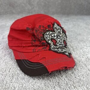 Leader LOGA Hat Cap Bling Beaded Embroidered Adjustable Streetwear Distressed